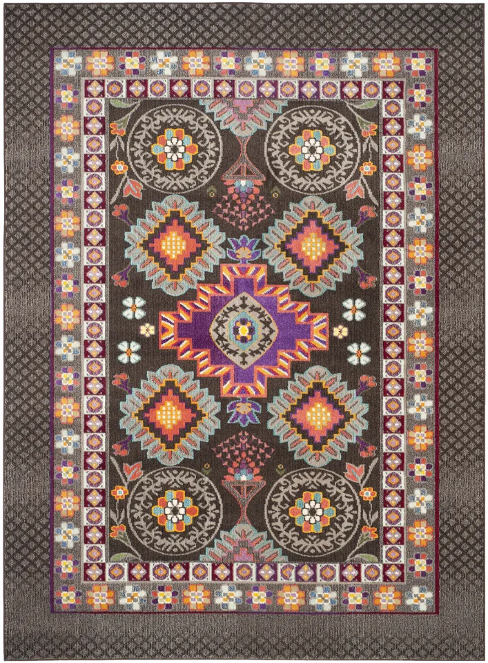 Arlo Home Woven Area Rug, MNC240B, Brown/Multi,  9' X 12'