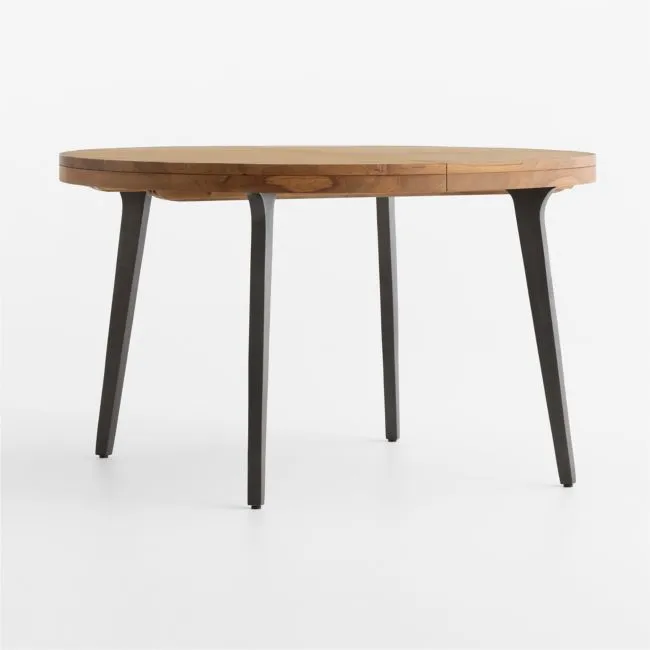 Lakin 50"-74" Teak Wood Round Extendable Dining Table