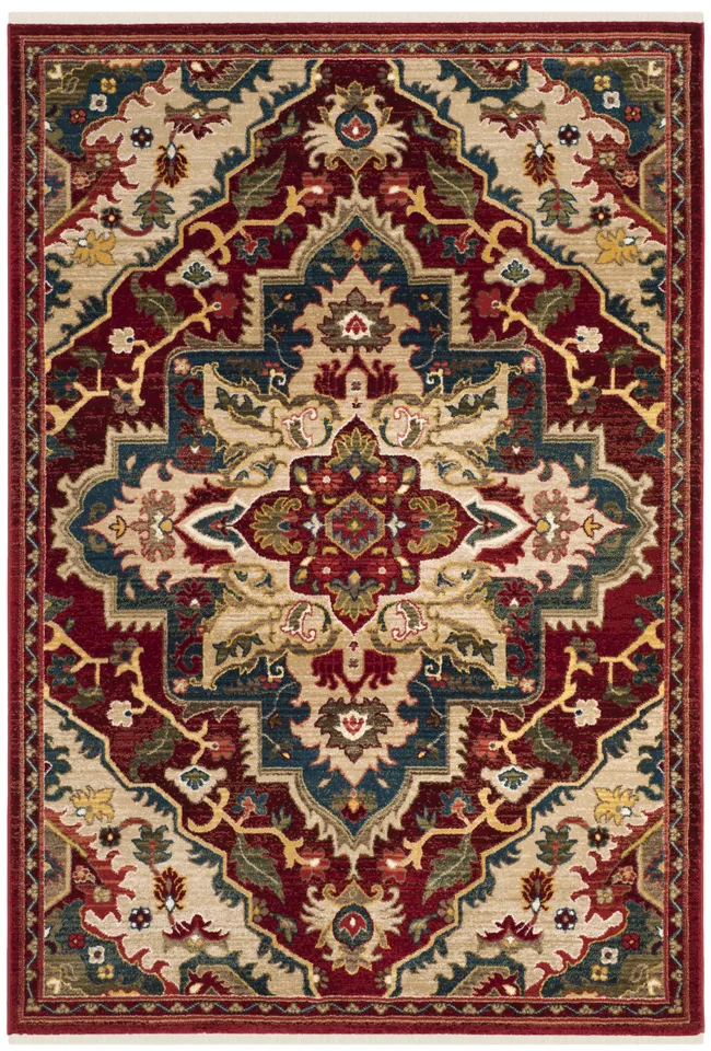 Arlo Home Woven Area Rug, KSN304D, Red/Beige,  5' 1" X 7' 5"