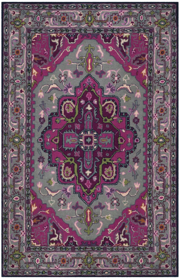 Arlo Home Hand Tufted Area Rug, BLG541B, Grey/Pink,  3' X 5'