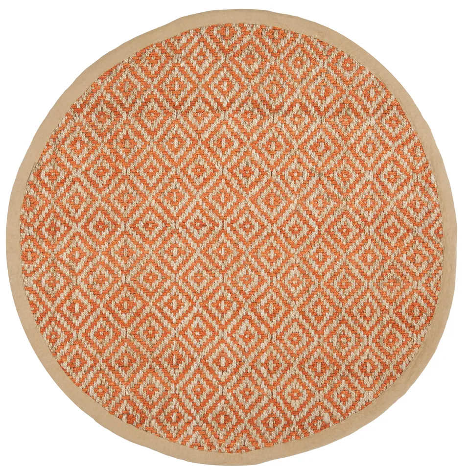 Arlo Home Hand Woven Area Rug, NF266B, Orange/Natural,  6' X 6' Round
