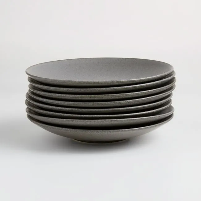 Craft Charcoal Grey Stoneware Coupe Salad Plates, Set of 8