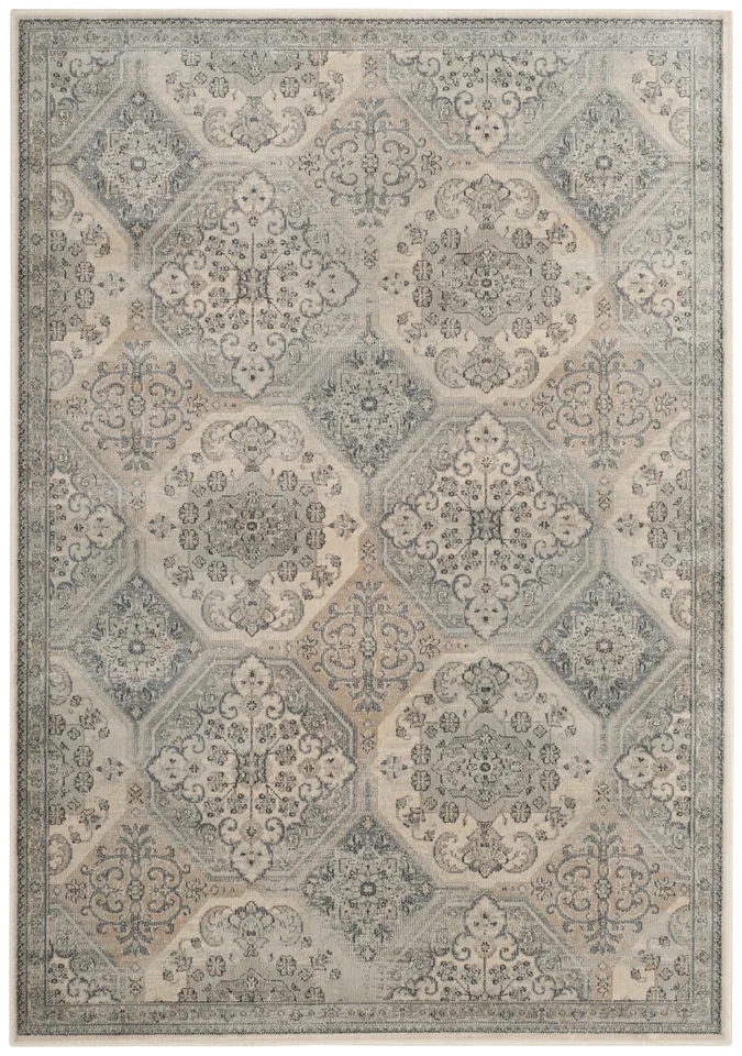 Arlo Home Woven Area Rug, VTG128-7440, Cream/Blue,  4' X 5' 7"
