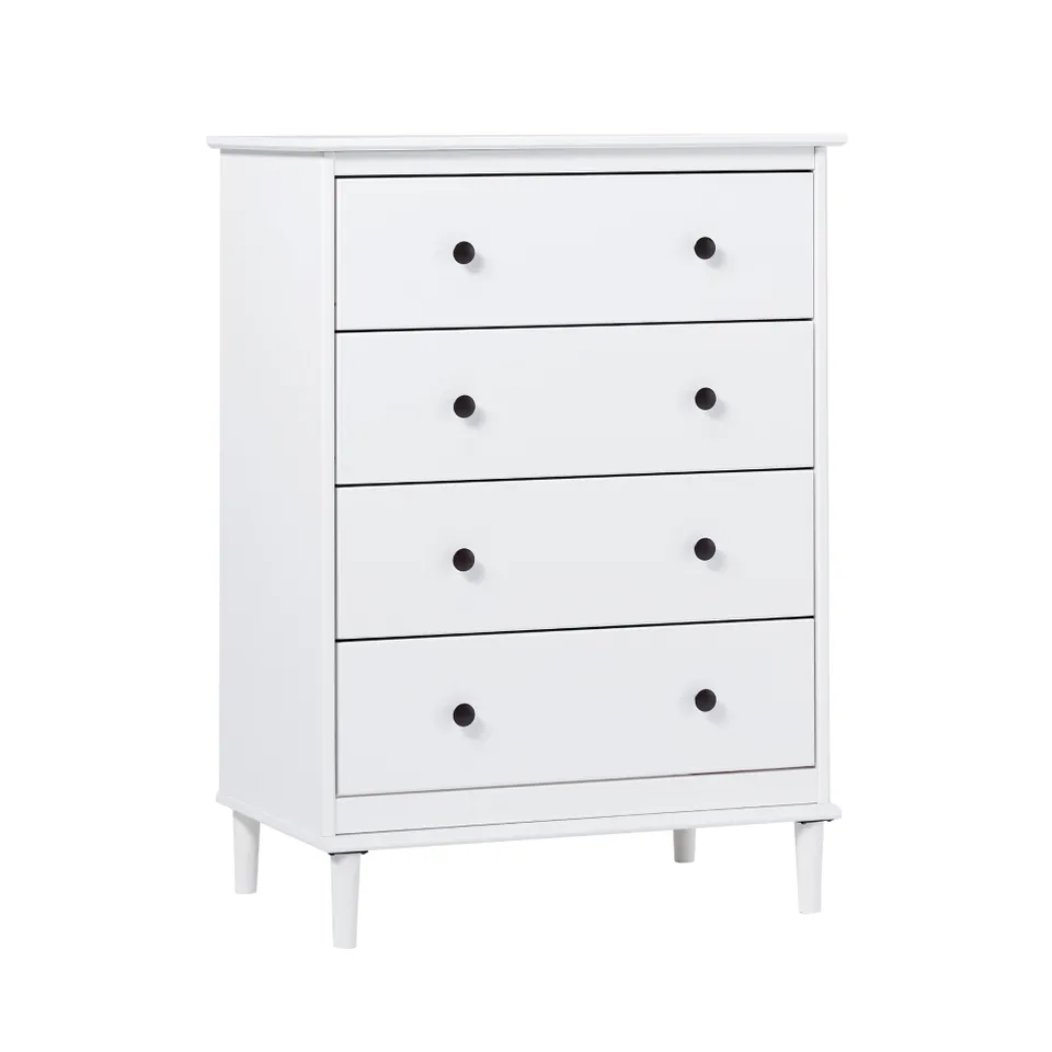 Classic 4-Drawer Solid Wood Dresser - White
