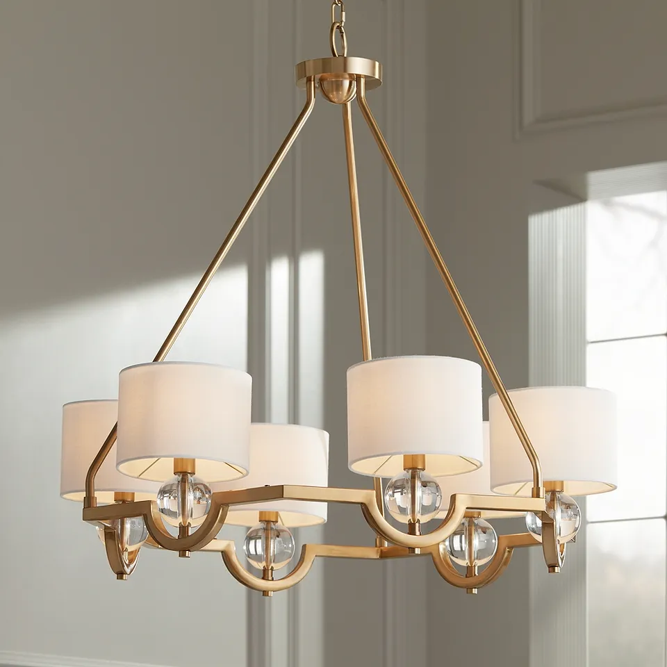 Possini Euro Rainey 32 3/4" Wide Brass Crystal Shade Luxury Chandelier