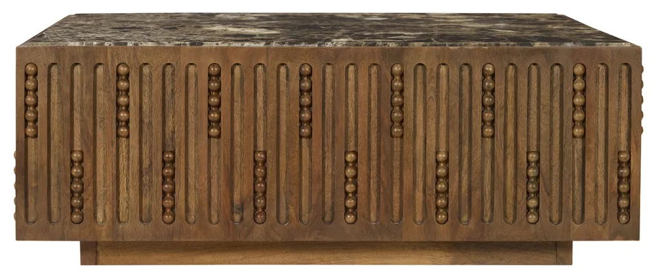 Safavieh Couture Wesslyn Marble Top Coffee Tabl, Walnut / Dark Brown