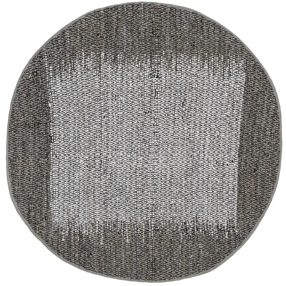 Arlo Home Hand Woven Area Rug, VTL387A, Light Grey/Grey,  4' X 4' Round