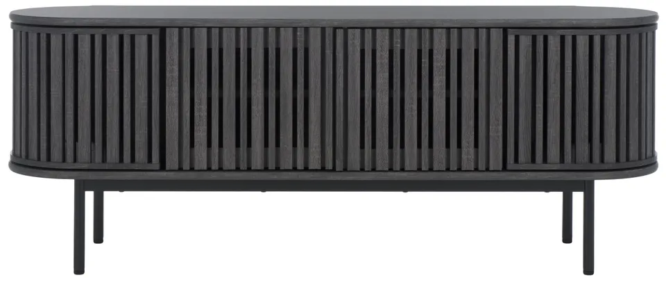 Enid 4 Door Media Stand - Distressed Black / Black