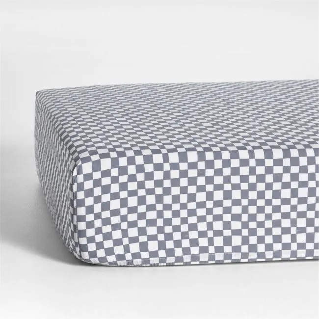 Venice Cloudy Blue 100% Organic Cotton Baby Crib Fitted Sheet by Leanne Ford