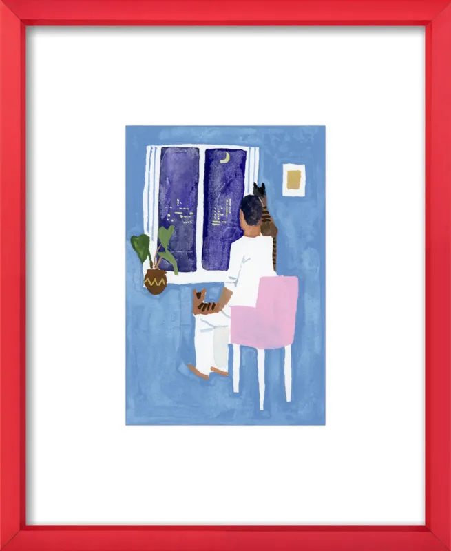 Look at the cat and the moon by Hiroyuki Izutsu for Artfully Walls