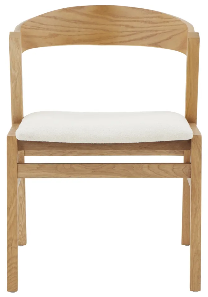 Abigayle Wood And Boucle Dining Chair - Ivory/Natural
