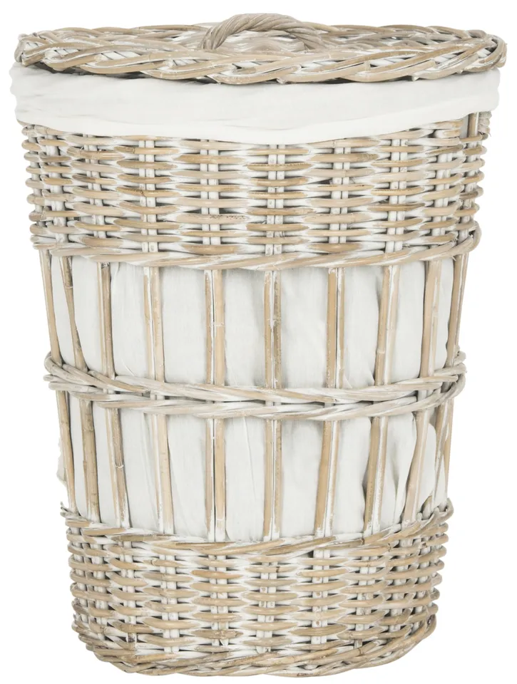 Maggy Laundry Basket - White / White Washed