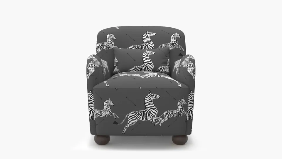 Club Chair, Slate Zebra, Espresso Bun Foot