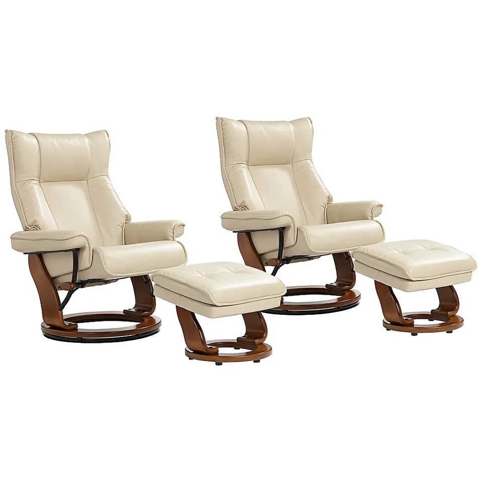 Morgan Stucco Faux Leather Swivel Recliners and Ottomans Set of 2