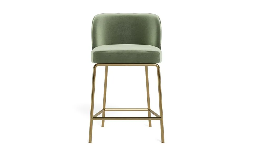 Graham Metal Framed Upholstered Counter Stool with Contrast Piping