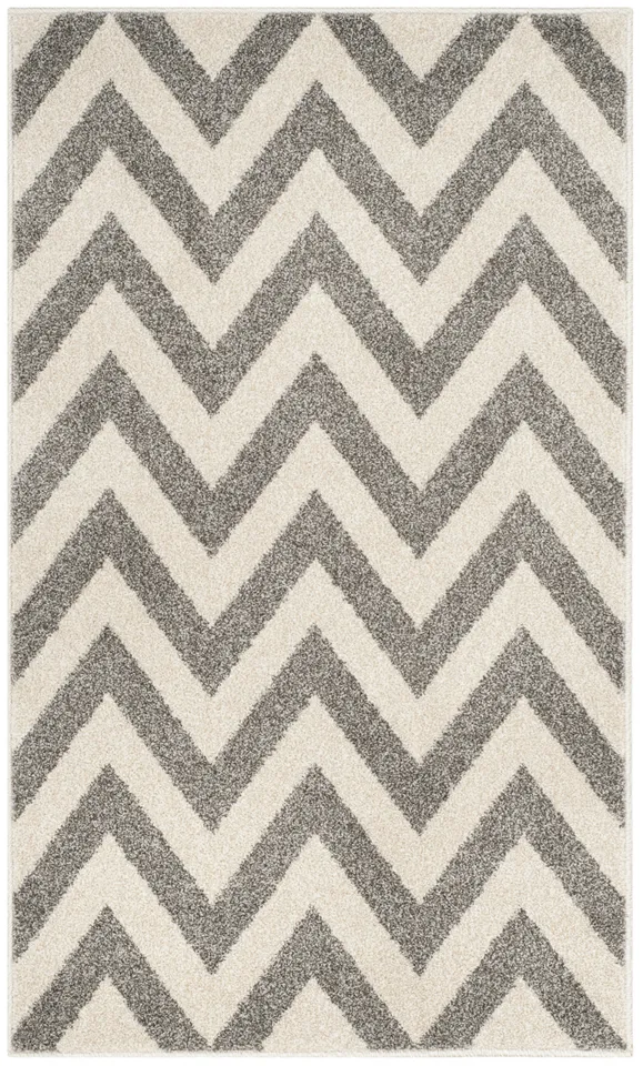 Arlo Home Indoor/Outdoor Woven Area Rug, AMT419R, Dark Grey/Beige,  2' 6" X 4'