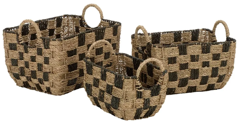 Fillip Basket, Set of 3 - Natural / Dark Natural