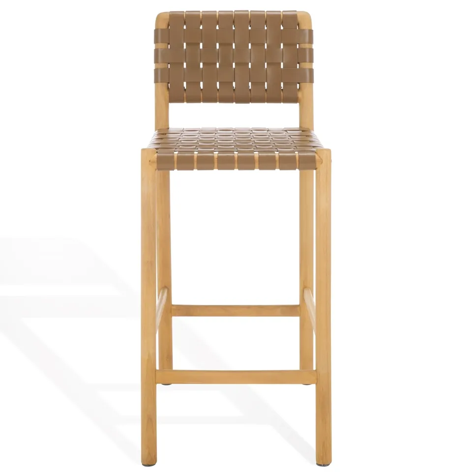 Jeremiah Woven Leather Counter Stool - Brown/Natural