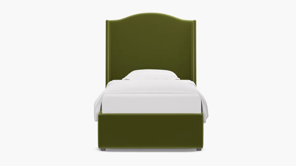 Curved Wingback Bed, Sage Performance Velvet, Twin