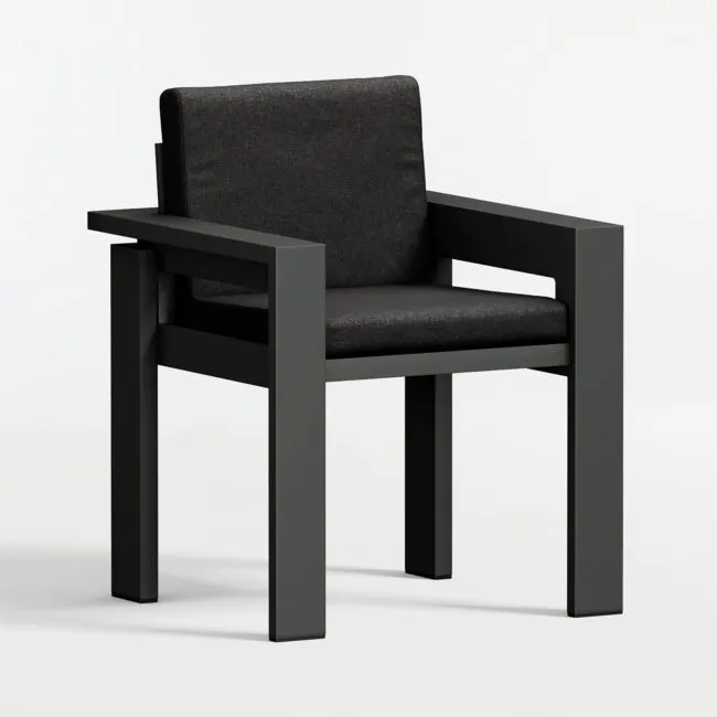 Walker Metal Outdoor Dining Armchair with Canvas Black Sunbrella ® Cushions