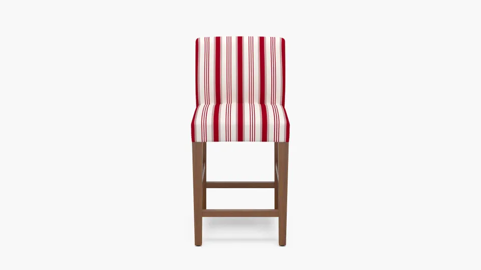 Signature Dining Counter Stool, Red Regency Stripe, Walnut Square Tapered Leg