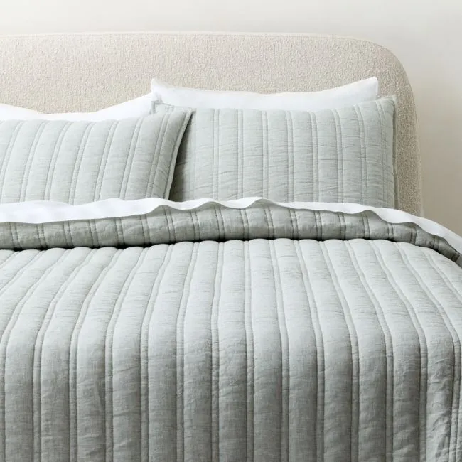 Saunder Heathered Sage Green European Linen Full/Queen Quilt