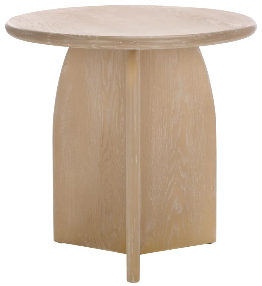 Barazi Round End Table - Bleached White