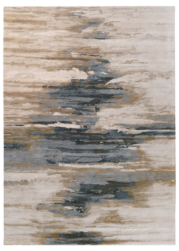 Ryenn GES07 Handmade Abstract Gray and Gold Area Rug (13'x18')