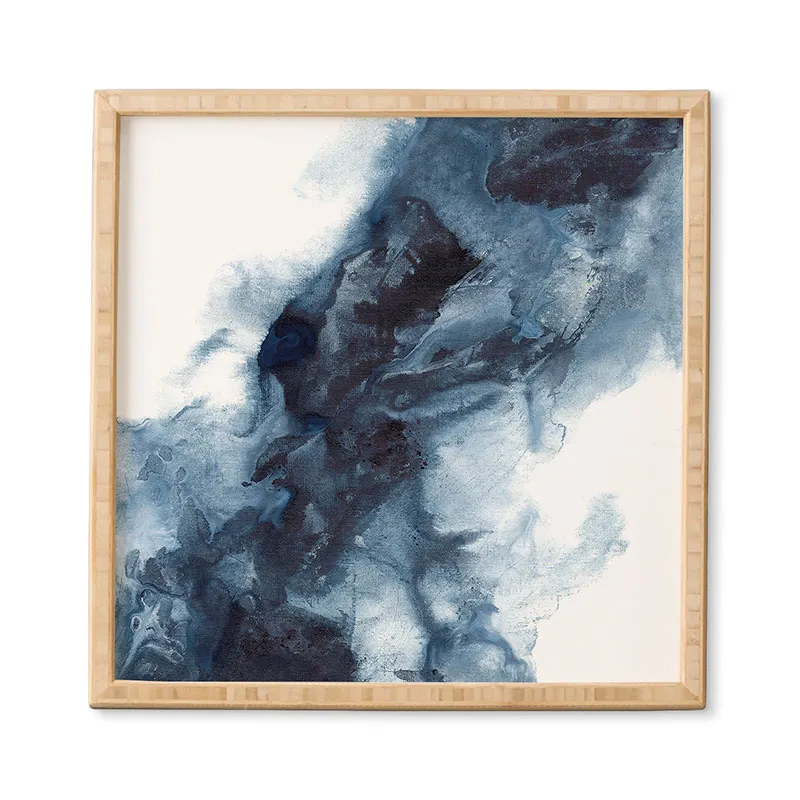 Indigo Depths No 1 by Kris Kivu - Framed Wall Art Basic White 12" x 12"