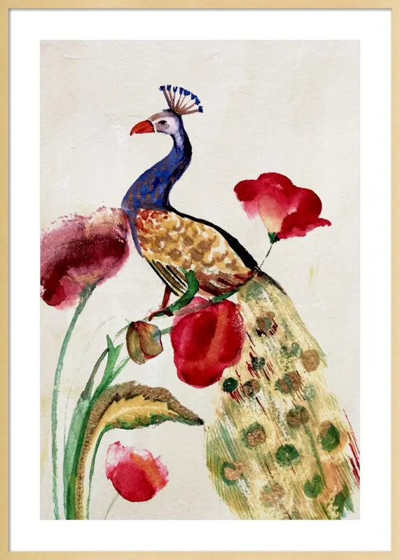 blue gold peacock by Ruti Shaashua for Artfully Walls