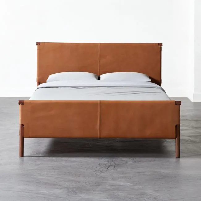 Curator Brown Leather Upholstered King Bed