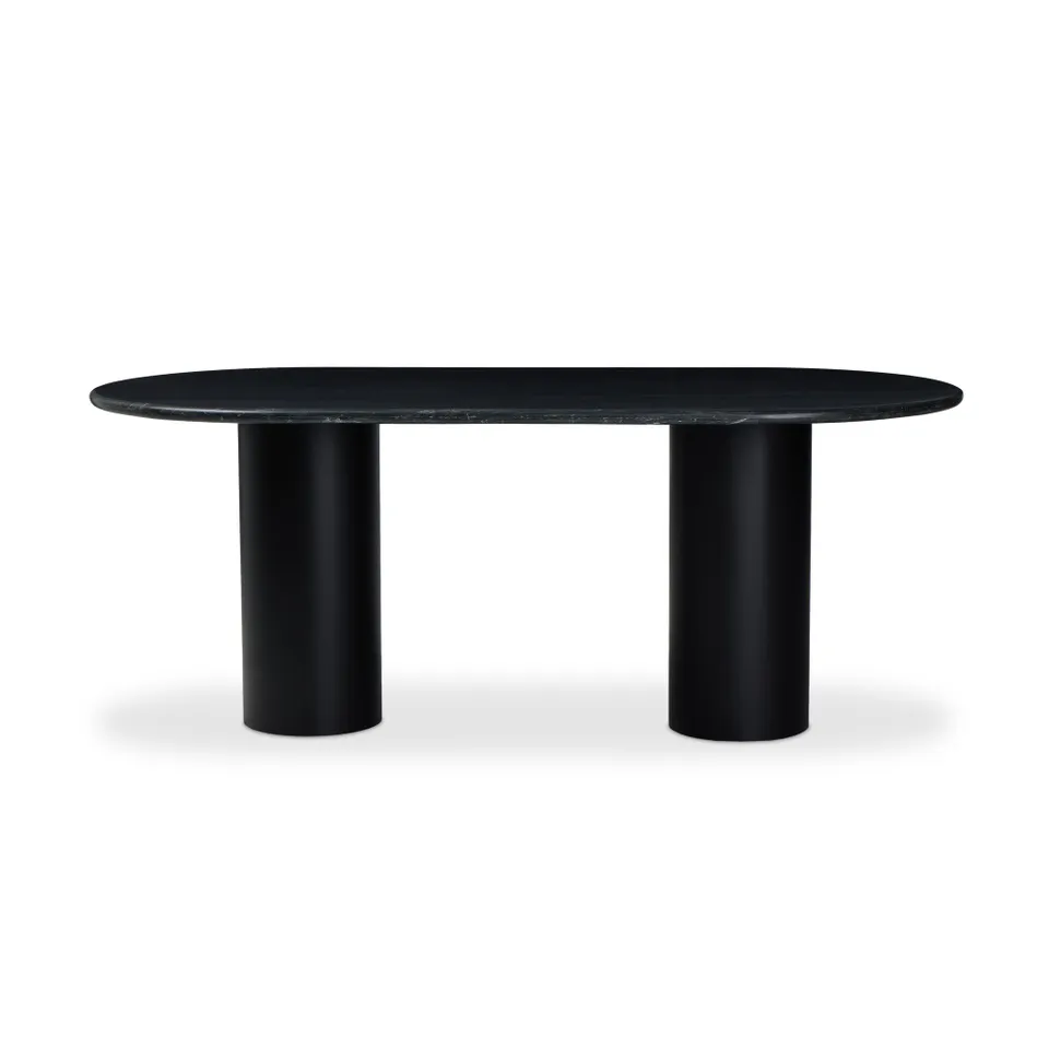 Belle Oval Dining Table - Black Marble