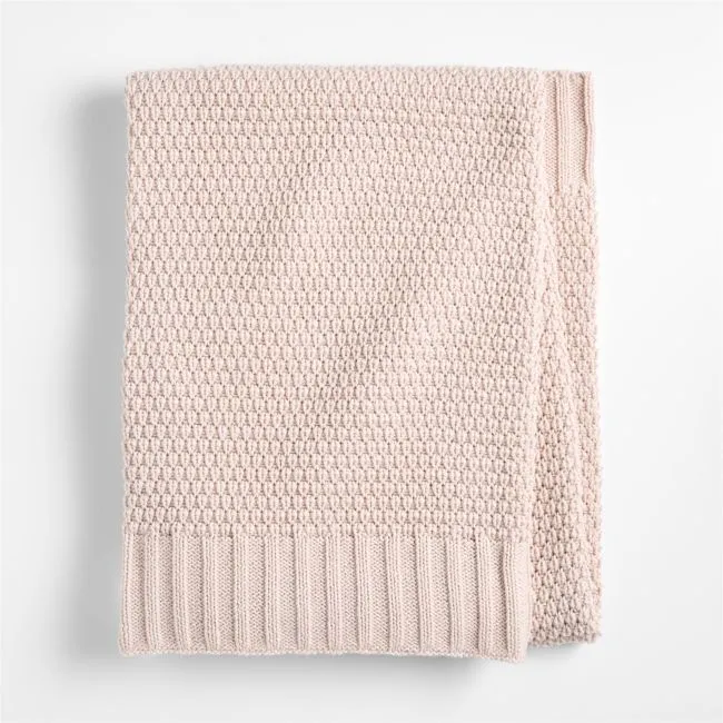 Bubble Knit Lilac Rose 100% Organic Cotton Baby Stroller Blanket