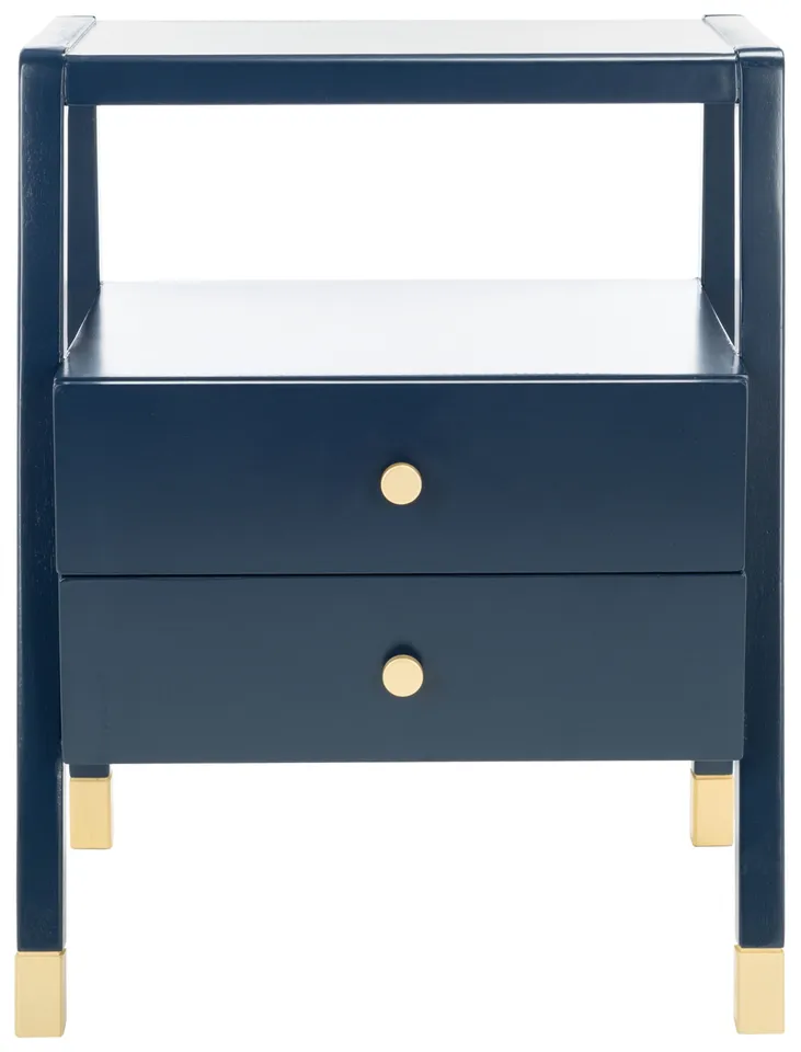 Cove 2 Drawer 1 Shelf Accent Table - Navy / Gold