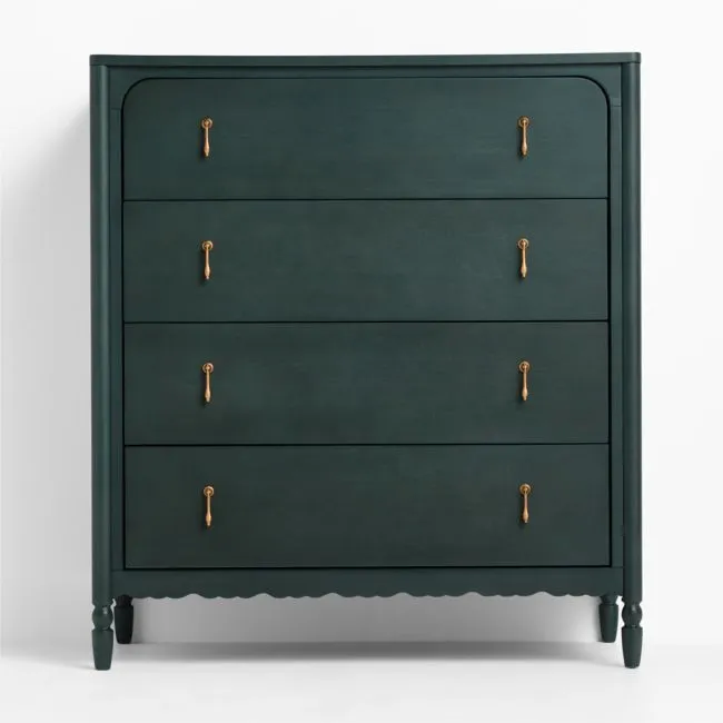 Beatrix 36" Dyed Balsam Green Wood Tall 4-Drawer Kids Dresser