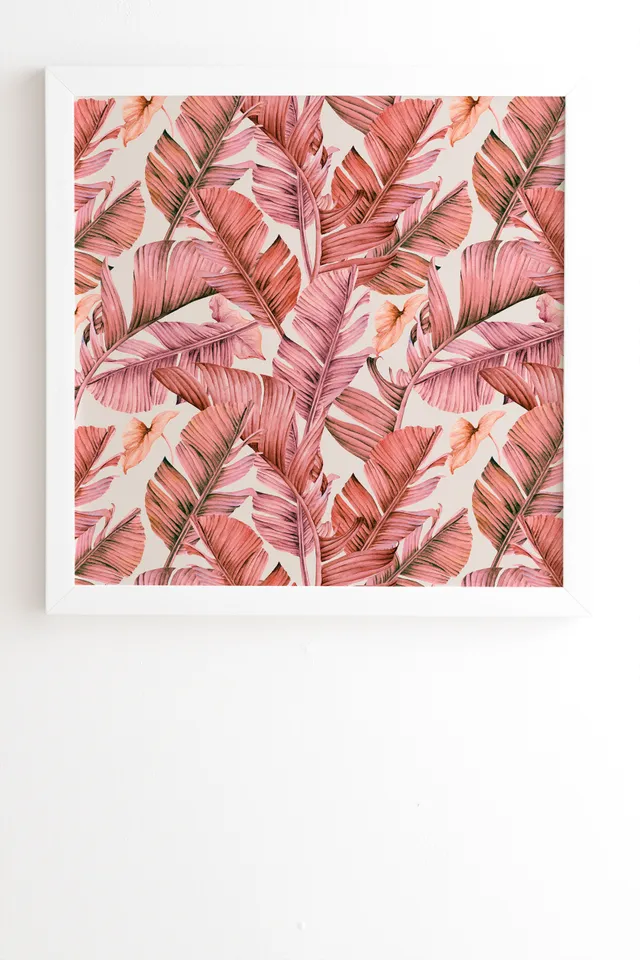 Jungle Paradise Pink by Marta Barragan Camarasa - Framed Wall Art Basic White 30" x 30"