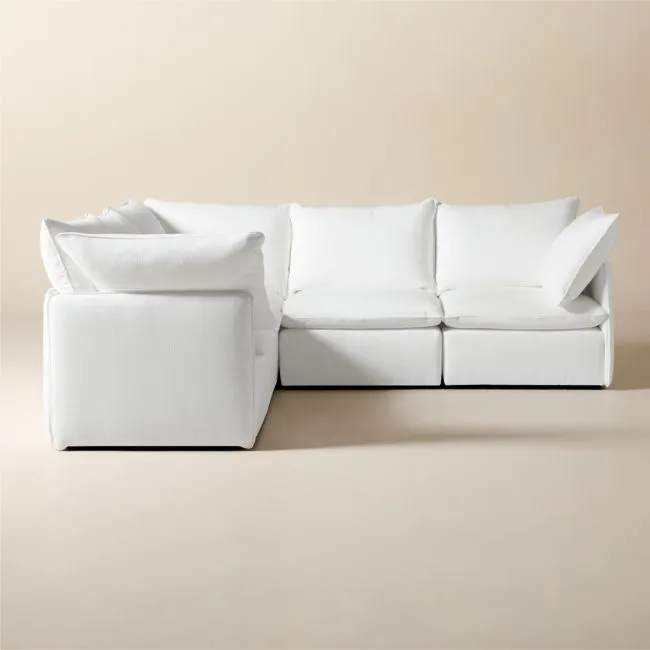 Lumis 5-Piece L-Shaped Snow White Performance Fabric Standard Depth Sectional Sofa