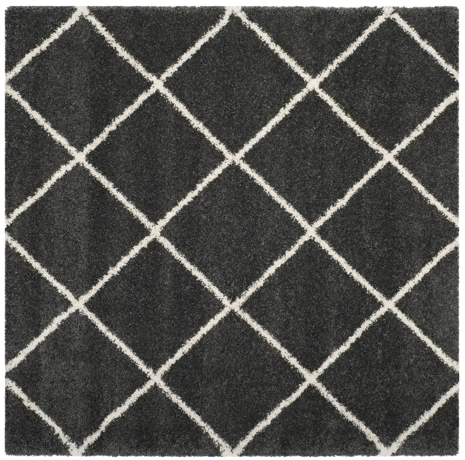 Arlo Home Woven Area Rug, SGH281G, Dark Grey/Ivory,  7' X 7' Square