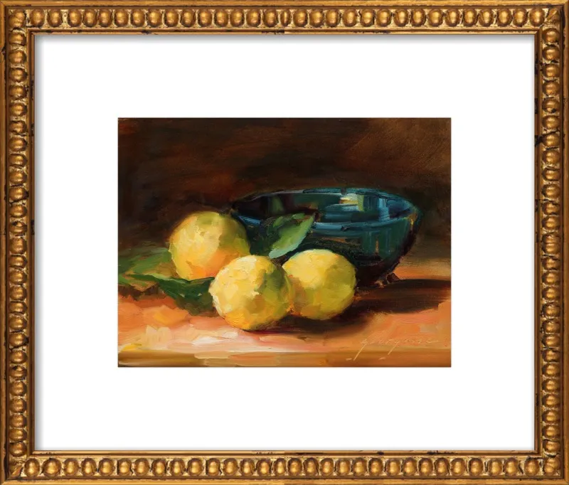 Lemons and Blue Bowl by Georgesse Gomez for Artfully Walls