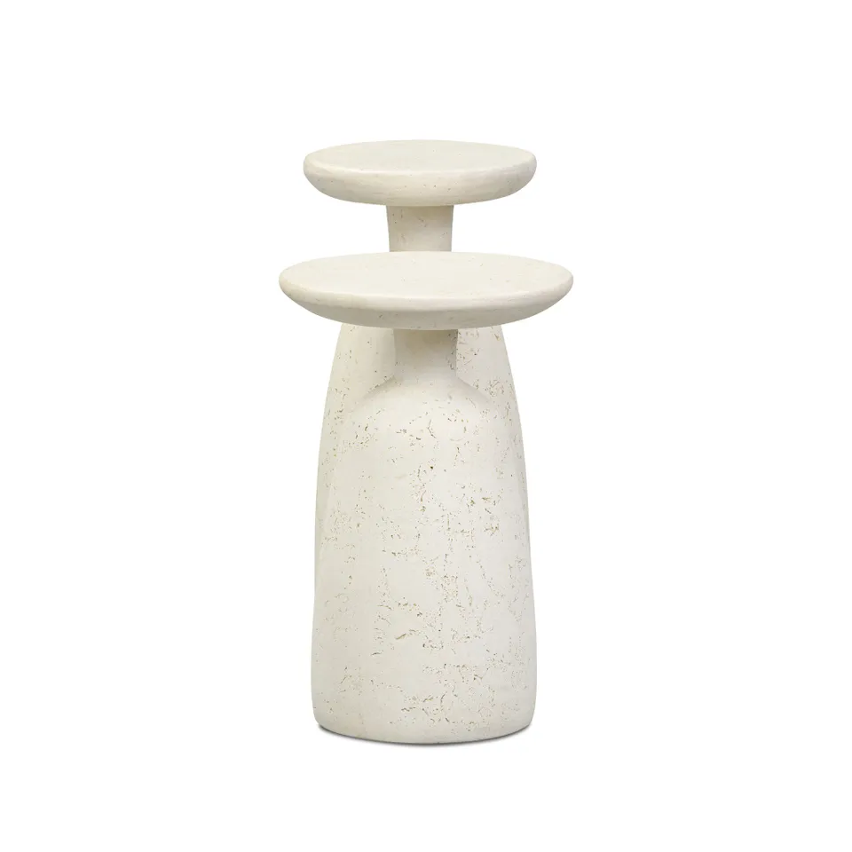 Ramara Outdoor Nesting End Tables - Aged White Concrete
