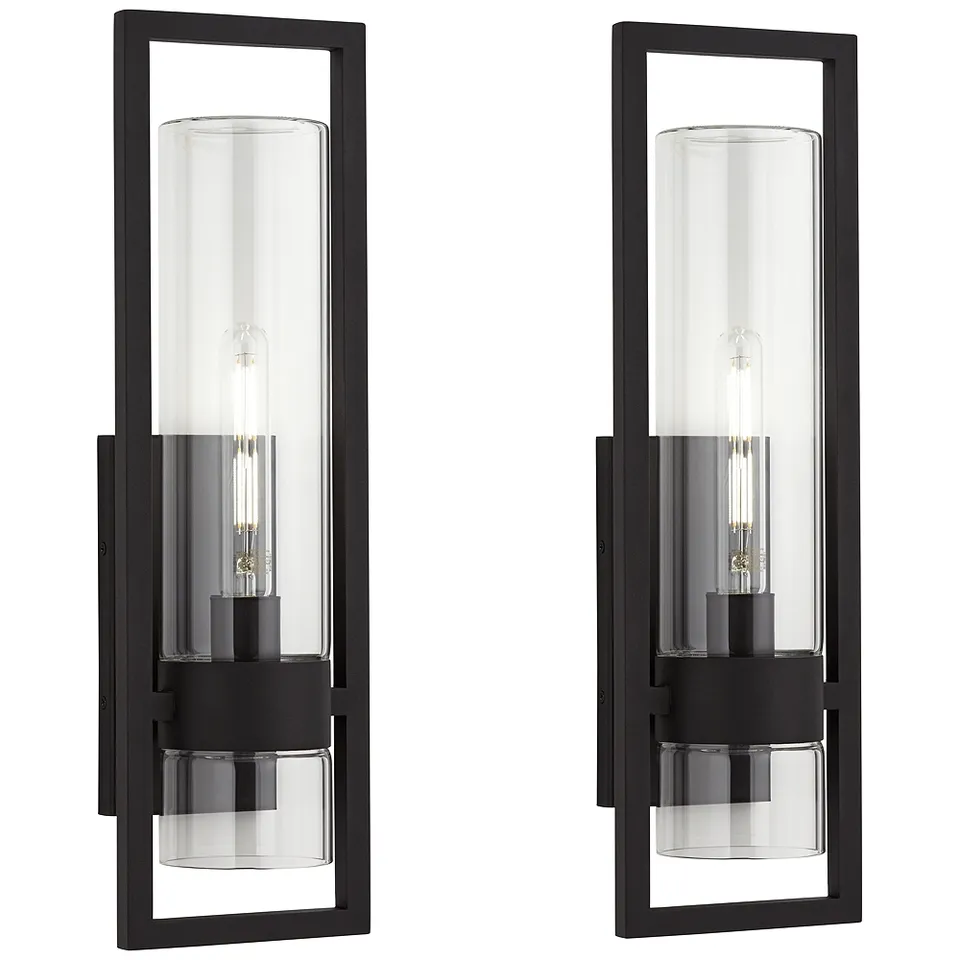 Possini Euro Reed 21" High Sand Black Wall Sconce Set of 2