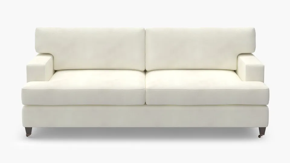 Classic Sofa, Sheepskin, Espresso with Antique Brass Caster