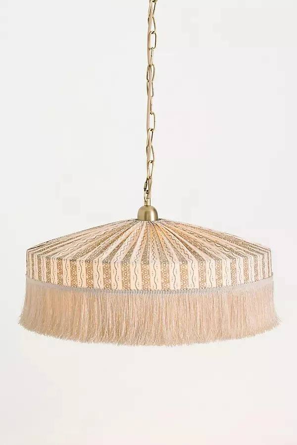 Sinclair Tassel-Fringed Linen Pendant