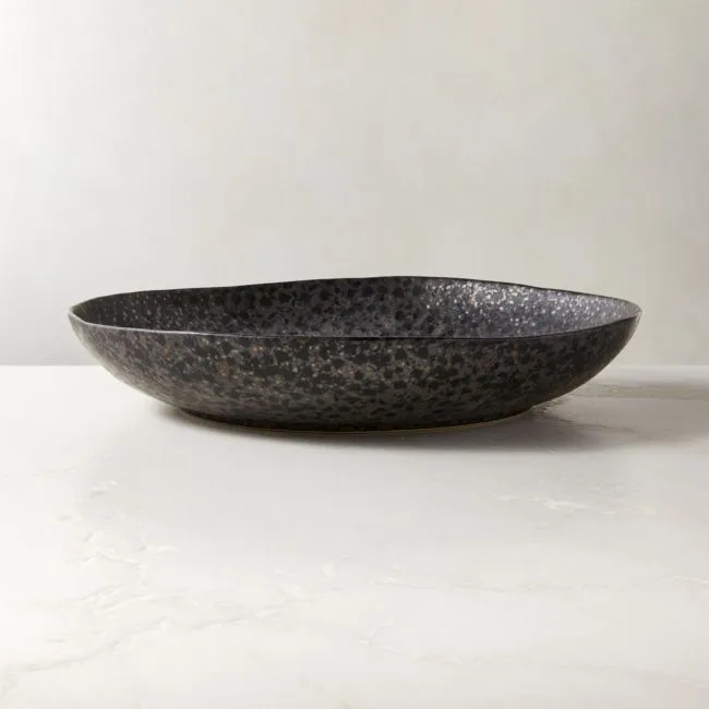 Hyacinth Black Serving Bowl with Reactive Glaze