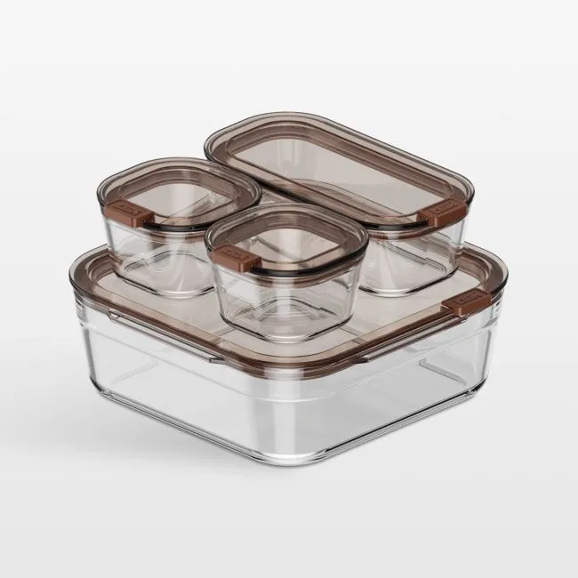 cliik Stack Small Brown Glass Food Storage Containers Family Set