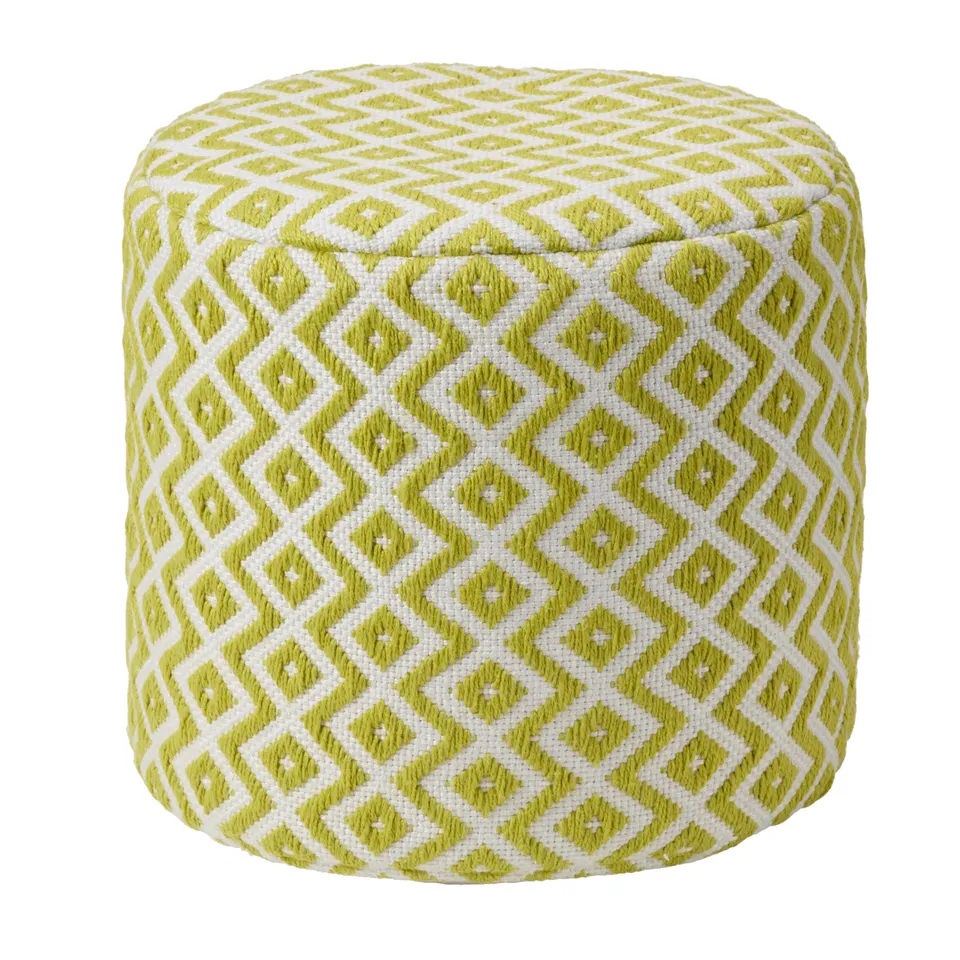 Vibe by Osbourne Indoor/ Outdoor Chevron Chartreuse/ Ivory Cylinder Pouf