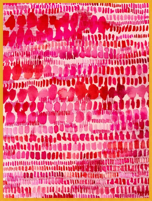 Pink and Red Watercolor Patterns Wall Art  by Paula Mills for Artfully Walls