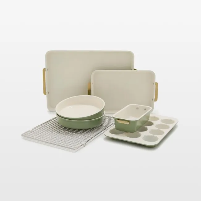 GreenPan Reserve Healthy Ceramic Nonstick Bakeware 7-Piece Set in Sage Green