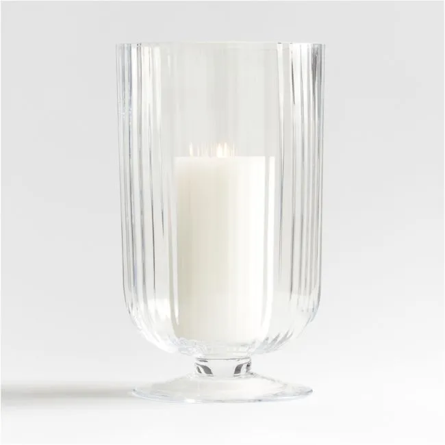 Venus Fluted Glass Hurricane Candle Holder 15"