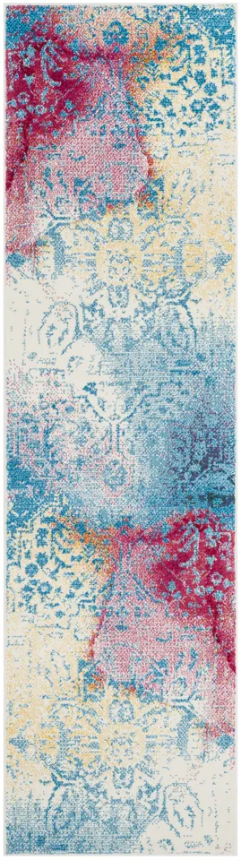 Arlo Home Woven Area Rug, WTC620G, Light Blue/Light Yellow,  2' 3" X 8'